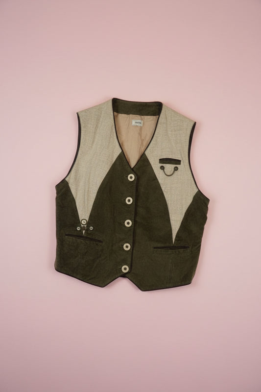 Gilet marron et vert doublé – BY ZAINAB