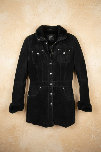 Manteau en cuir noir structuré – BY KER