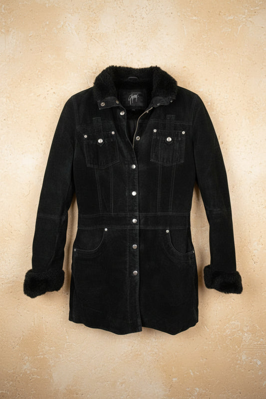 Manteau en cuir noir structuré – BY KER