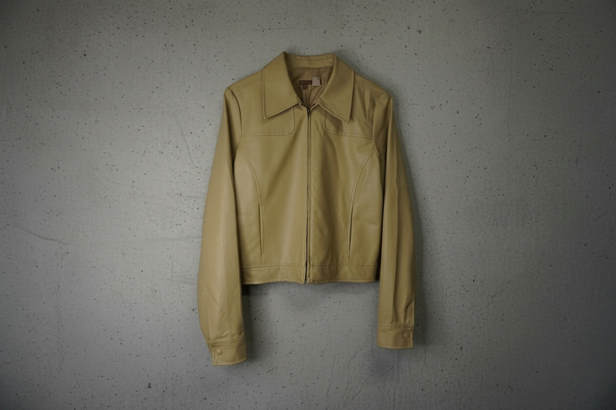 Veste en cuir crème cropped – taille S