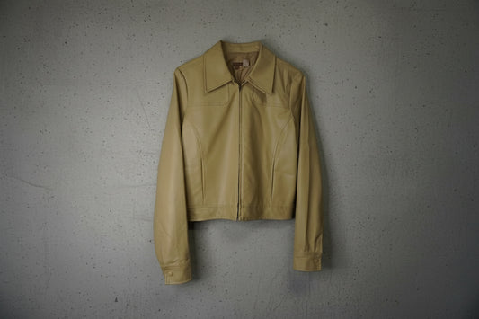 Veste en cuir crème cropped – taille S