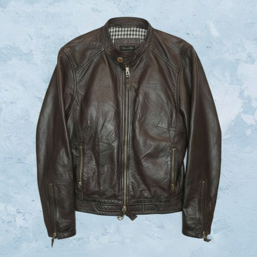 Veste En Cuir Massimo Dutti - by MIA - Taille : L