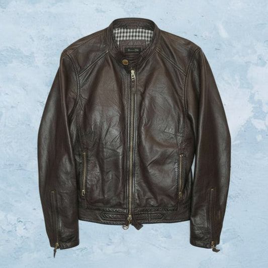 Veste En Cuir Massimo Dutti - by MIA - Taille : L