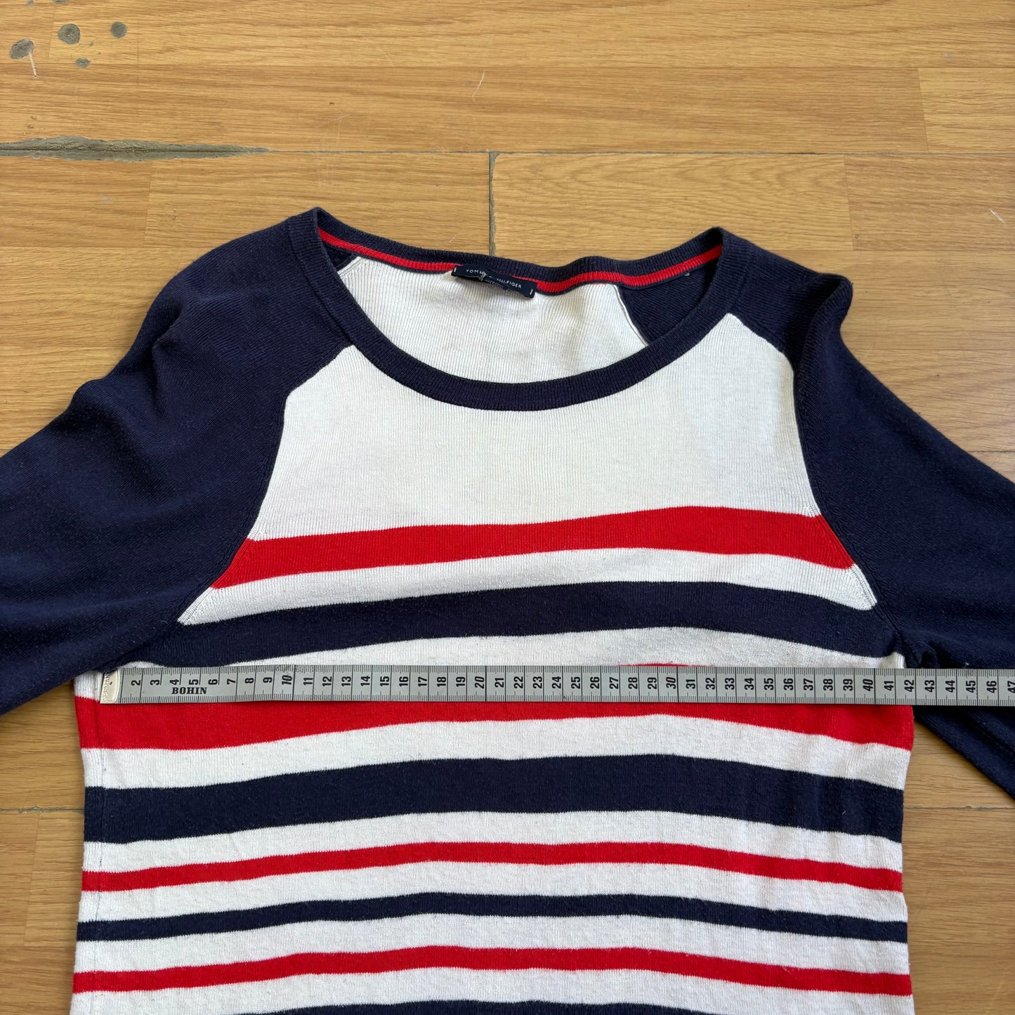 Pull en maille rayé rouge blanc et bleu - Tommy Hilfiger - Taille L