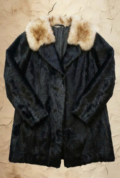 Veste en Fourrure Noir/Beige - Taille M Oversized - By CHRIS