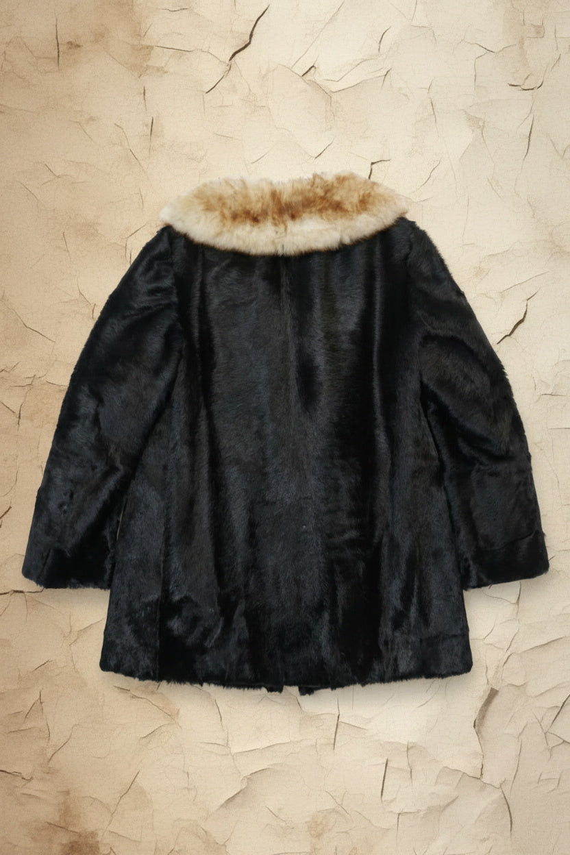 Veste en Fourrure Noir/Beige - Taille M Oversized - By CHRIS