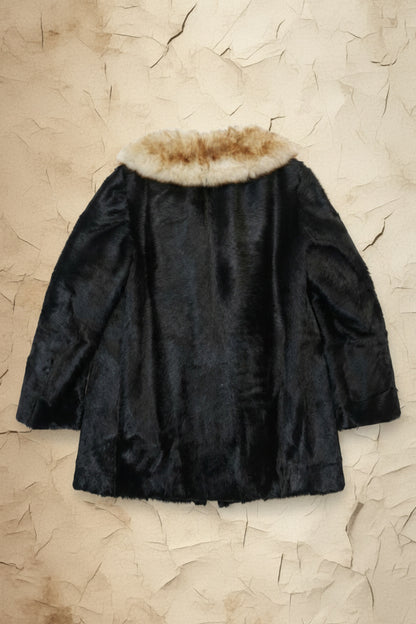 Veste en Fourrure Noir/Beige - Taille M Oversized - By CHRIS