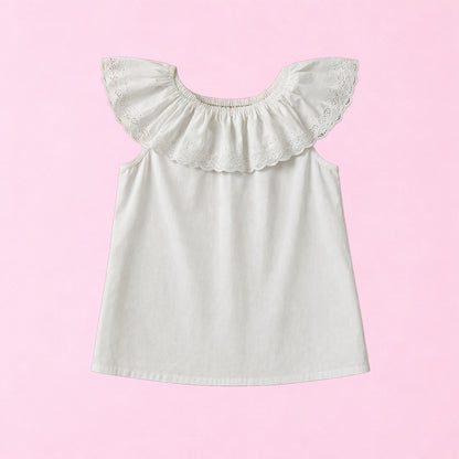 Top blanc off the shoulder avec dentelle - by ZAINAB
