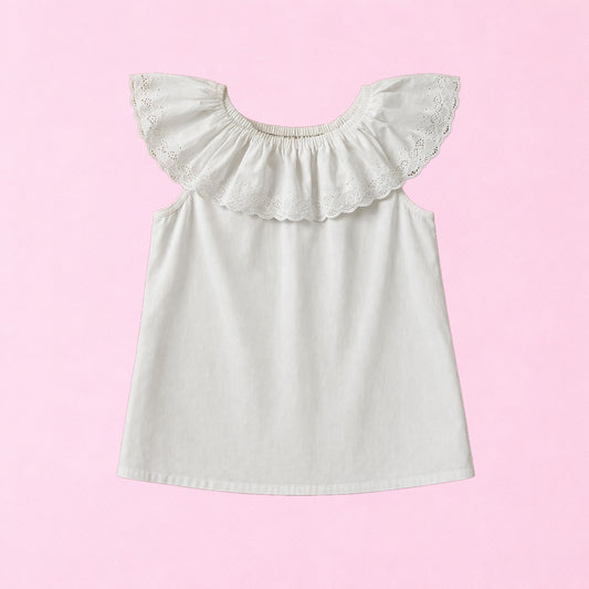 Top blanc off the shoulder avec dentelle - by ZAINAB