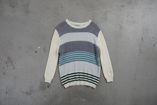 Pull bicolore bleu et blanc – by Zainab