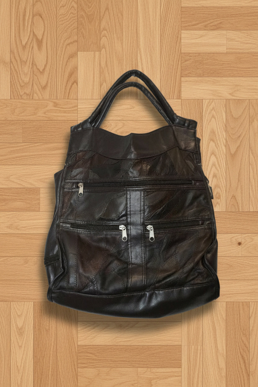 Sac À Main Patchwork -  marron foncé et clair effet patchwork - by BÉATRICE