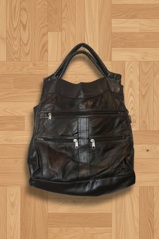 Sac À Main Patchwork -  marron foncé et clair effet patchwork - by BÉATRICE