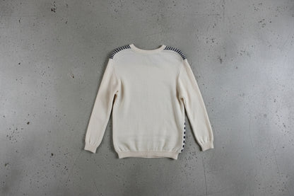 Pull bicolore bleu et blanc – by Zainab