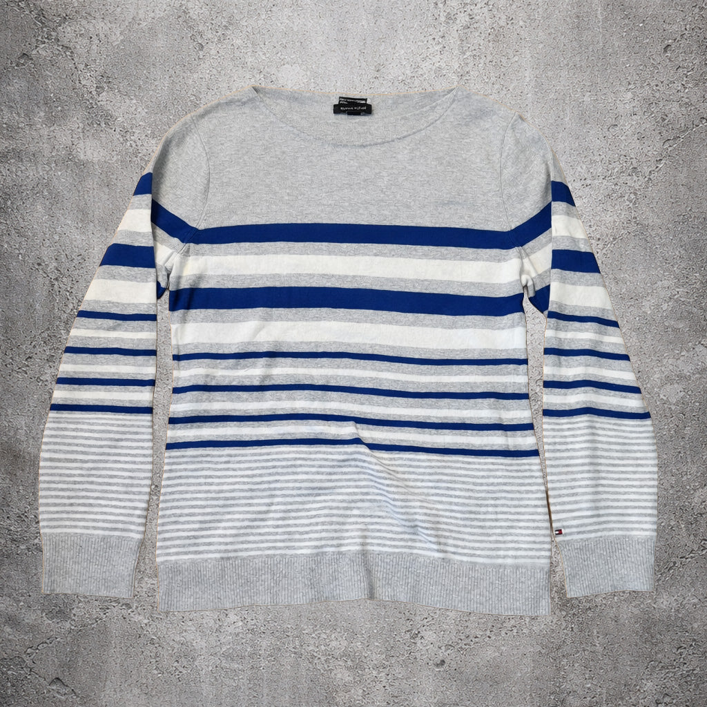 Pull rayé gris et bleu - Tommy Hilfiger - Taille XL