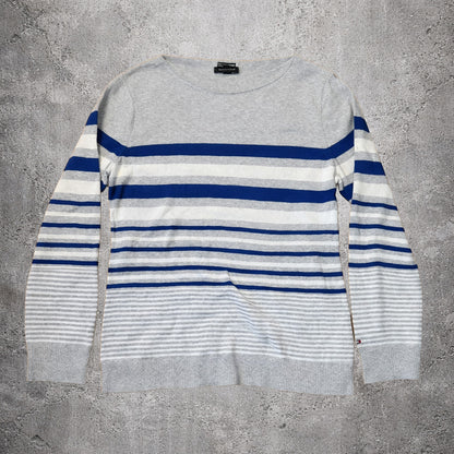 Pull rayé gris et bleu - Tommy Hilfiger - Taille XL