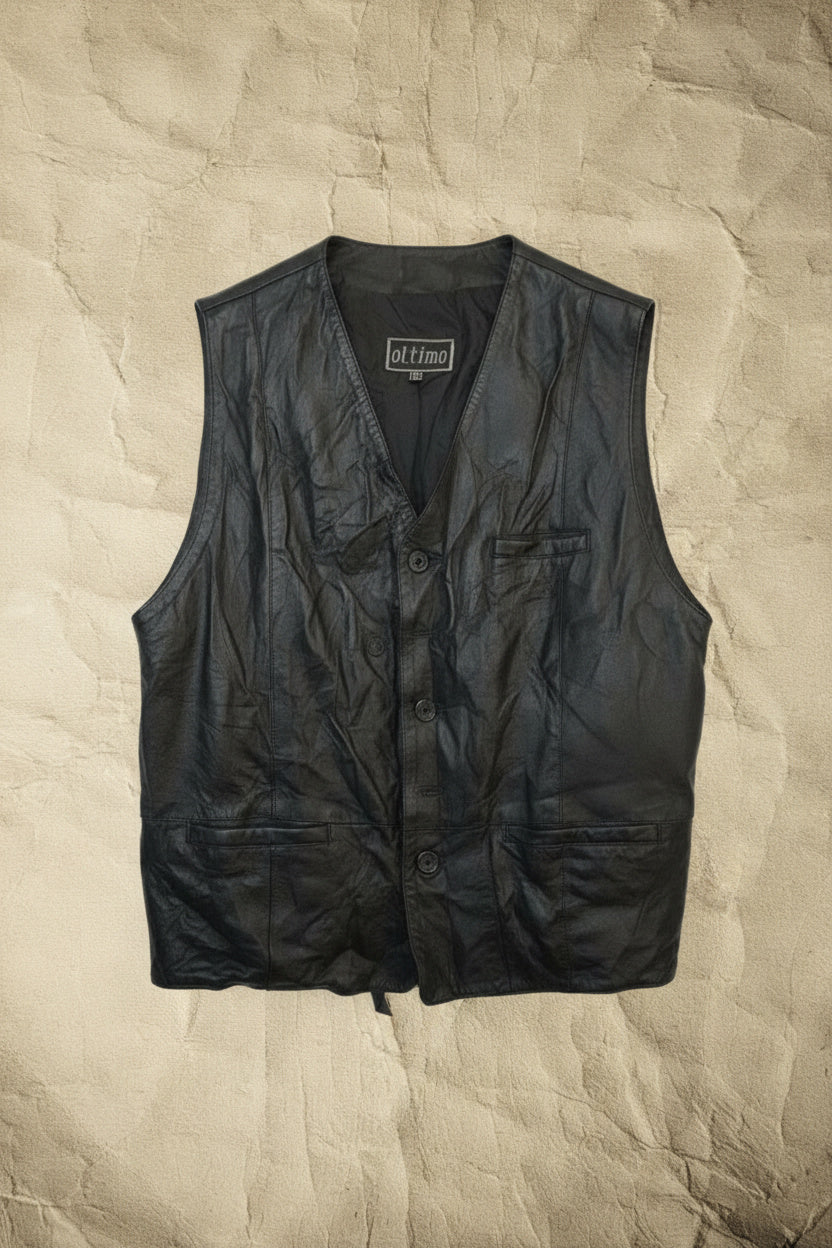 Gilet en Cuir Noir - Taille L - By CHRIS