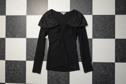 Haut noir manches longues à grand col vintage – BY SARAH LANG
