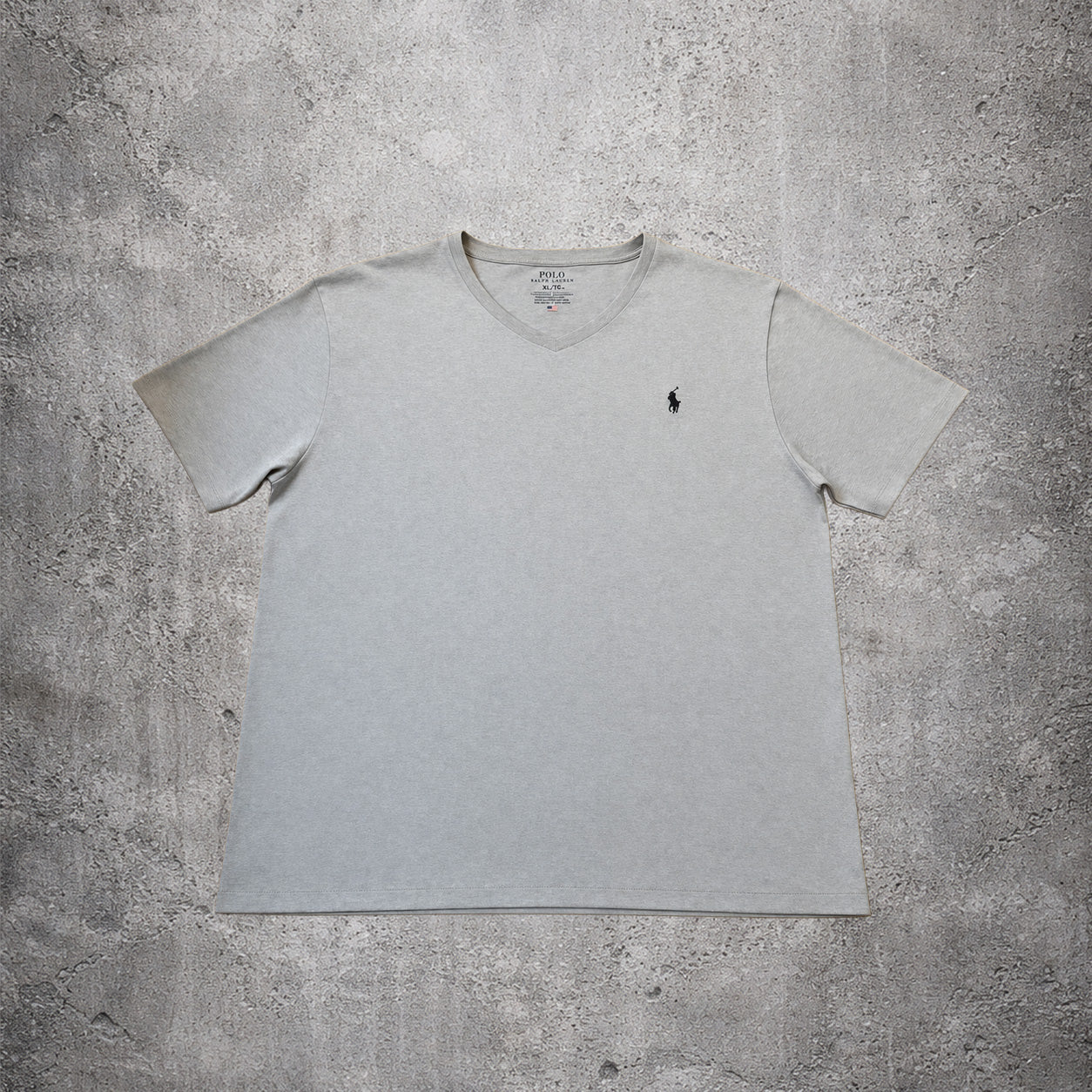T-shirt gris col V - Ralph Lauren - Taille XL