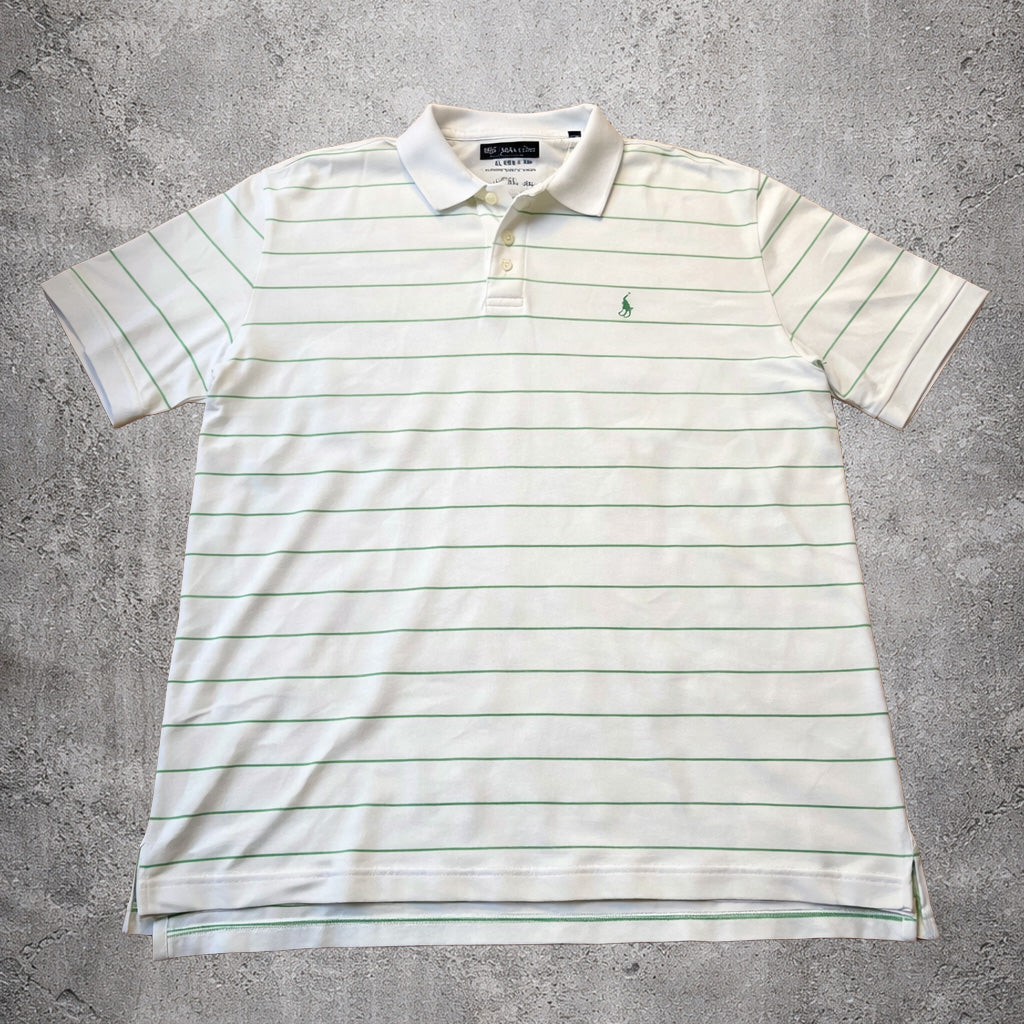 Polo crème à fines rayures vertes - Nautica - Taille XL