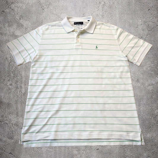 Polo crème à fines rayures vertes - Nautica - Taille XL