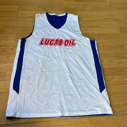 T-shirt basketball réversible blanc et bleu - Lucas Oil - Taille XXXL