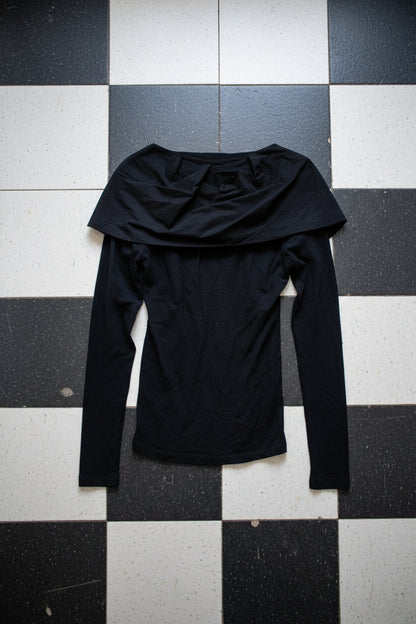 Haut noir manches longues à grand col vintage – BY SARAH LANG