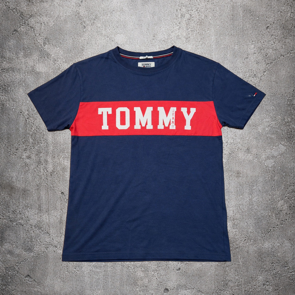T-shirt bleu marine et rouge - Tommy Hilfiger - Taille XS