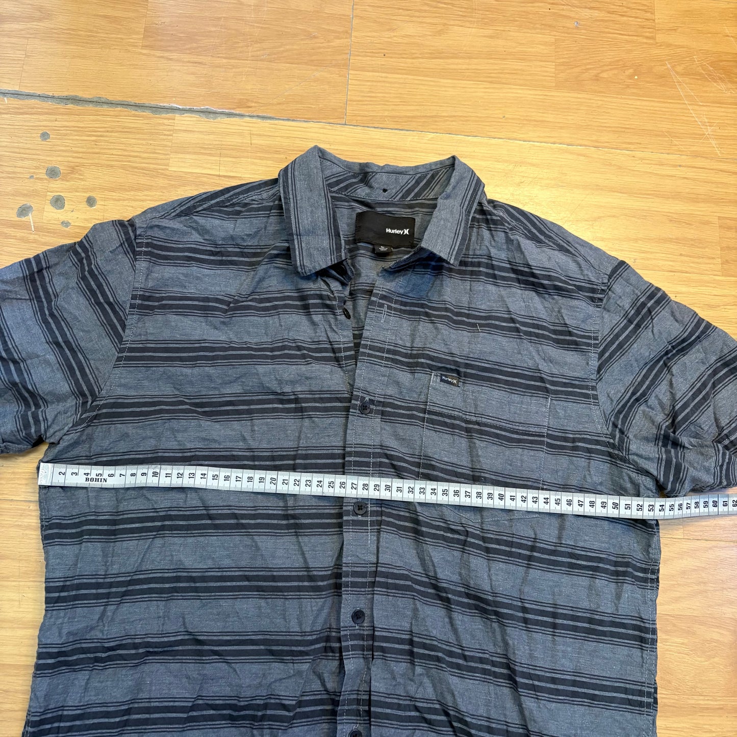 Chemise manches courtes rayée grise - Hurley - Taille L