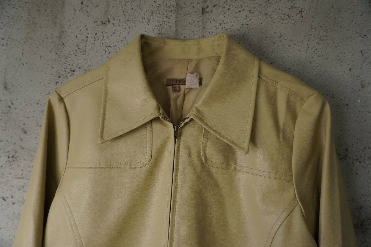 Veste en cuir crème cropped – taille S