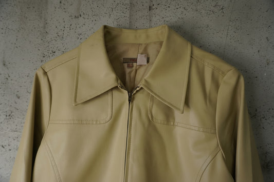 Veste en cuir crème cropped – taille S