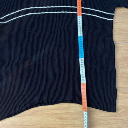 Pull noir Ralph Lauren à rayures blanches – Taille XL