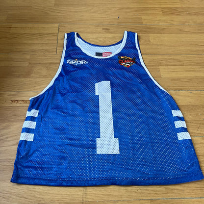 T-shirt basketball réversible bleu et blanc - Taille M/L