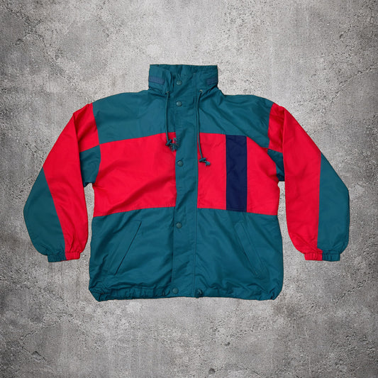 Veste coupe-vent verte et rouge - Taille L