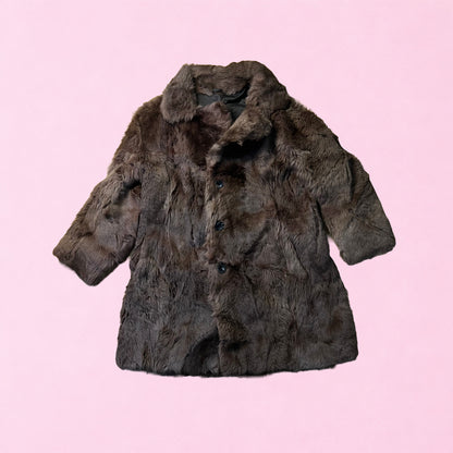 Manteau mi-long fausse fourrure marron - by ZAINAB