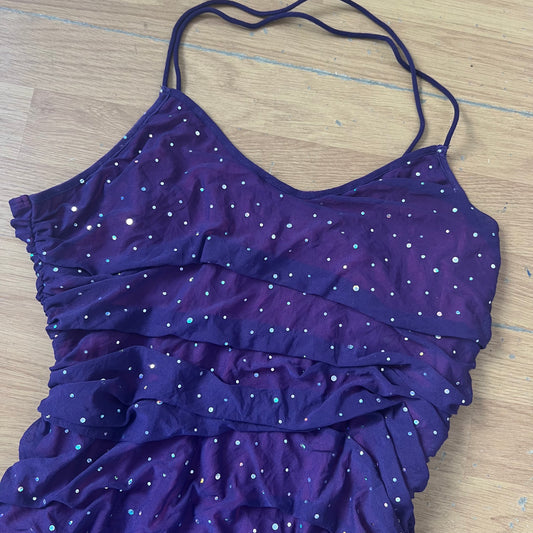 Robe de soirée violette et rose à paillettes avec bretelles croisées - Taille M/L by SARLOTTE