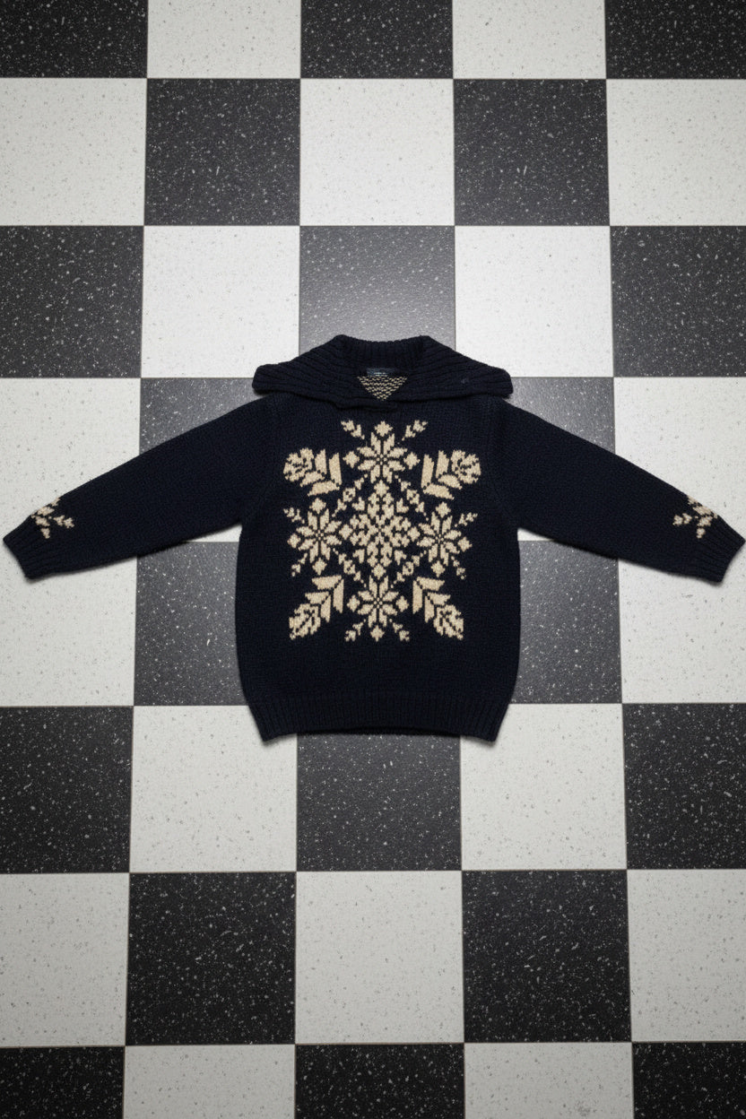 Pull en maille bleu foncé motif hivernal – BY SARAH LANG