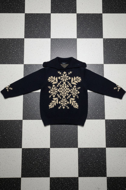 Pull en maille bleu foncé motif hivernal – BY SARAH LANG