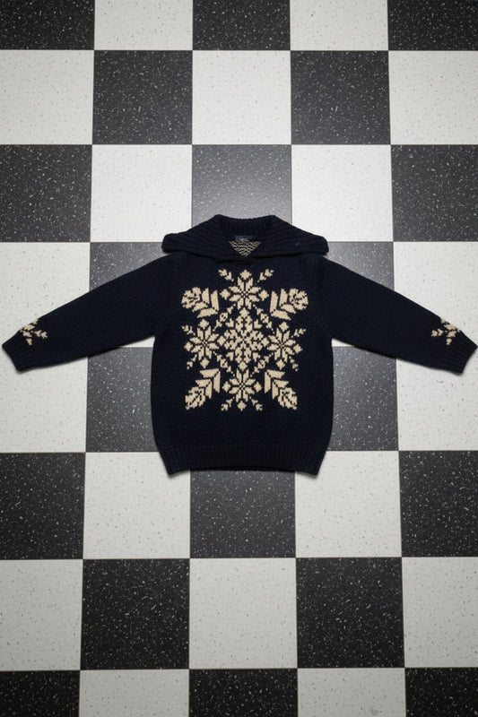 Pull en maille bleu foncé motif hivernal – BY SARAH LANG