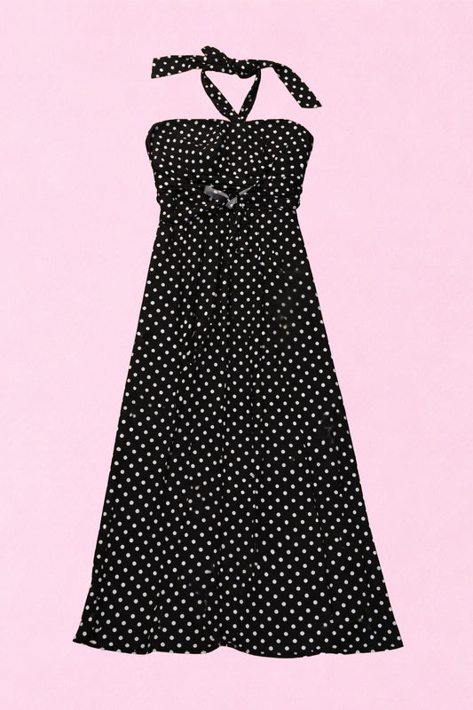 Robe longue à pois noir et blanc - by ZAINAB