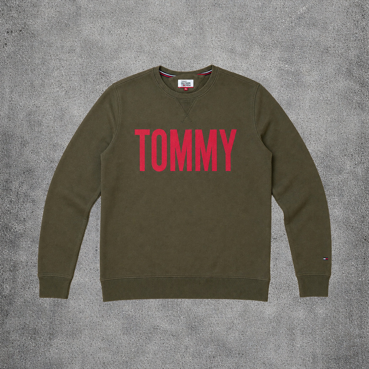 Sweat vert et rose sans capuche - Tommy Hilfiger - Taille XL