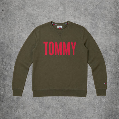 Sweat vert et rose sans capuche - Tommy Hilfiger - Taille XL