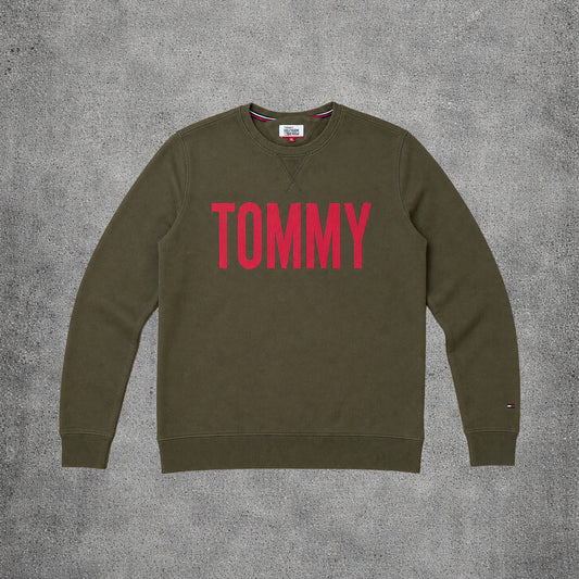 Sweat vert et rose sans capuche - Tommy Hilfiger - Taille XL