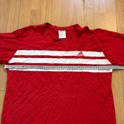 T-shirt rouge à trois bandes - Adidas - Taille XL