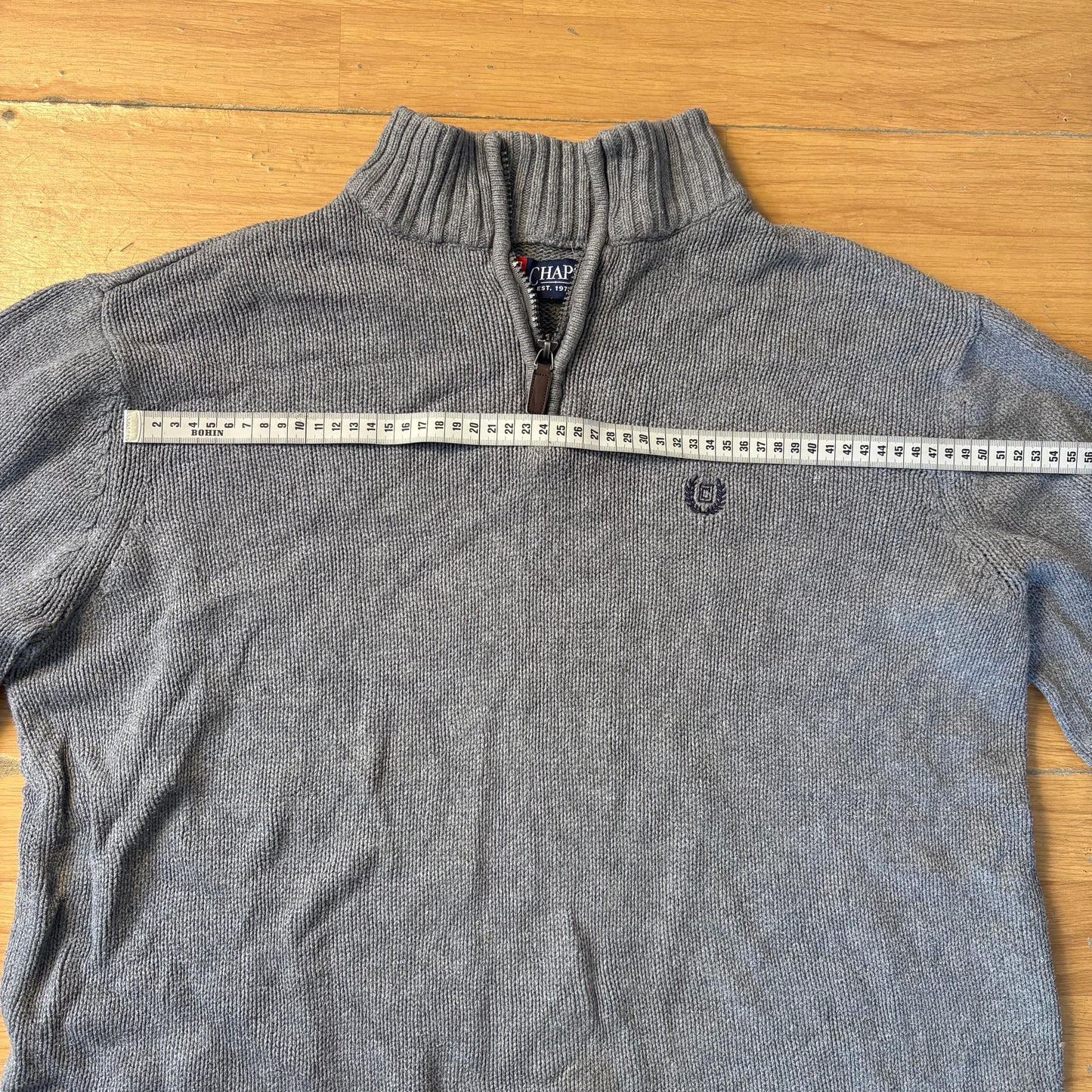 Pull en maille quarter-zip gris - Chaps - Taille L