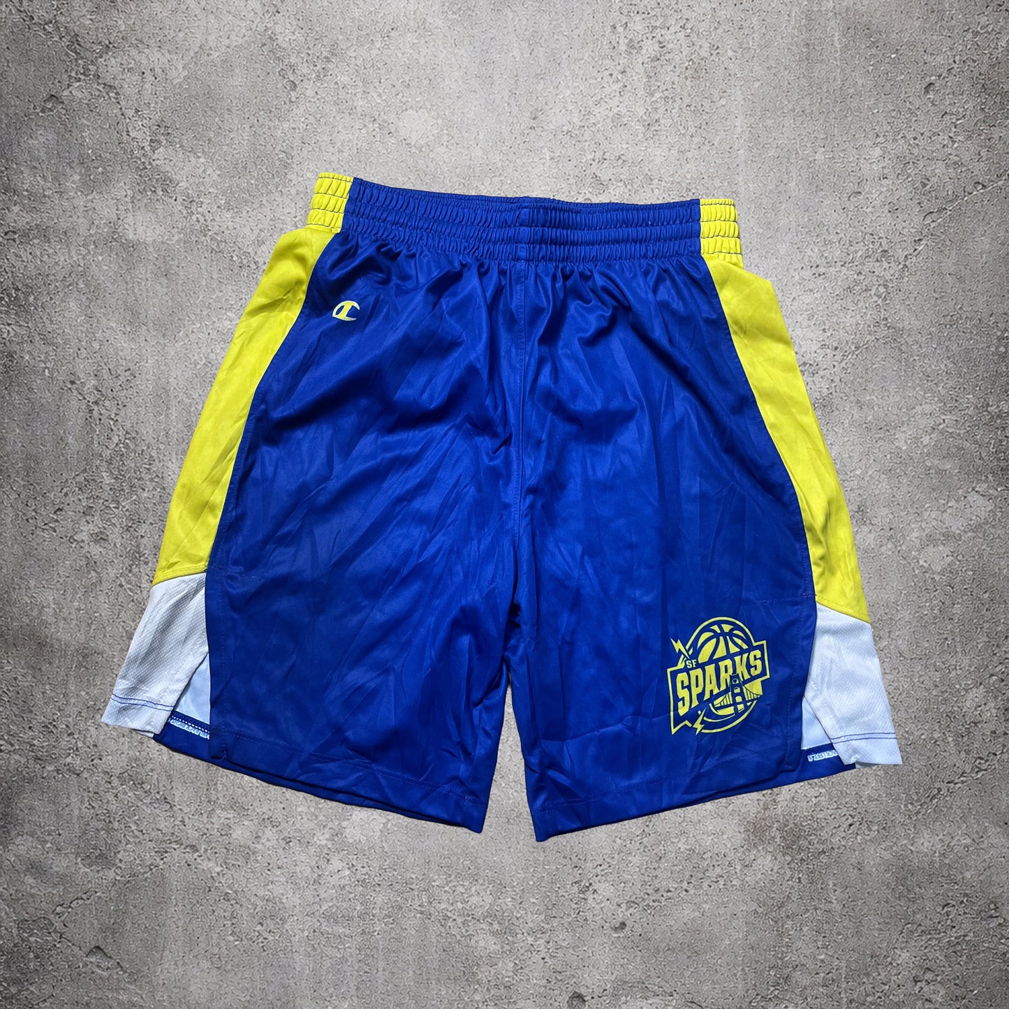 Short de sport bleu et jaune Champion – Taille – S