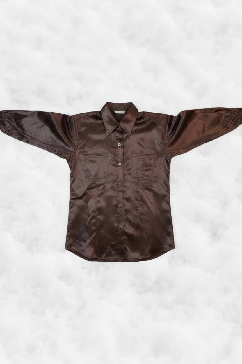Chocolate Silk Satin Shirt – by MANDY CHERIE