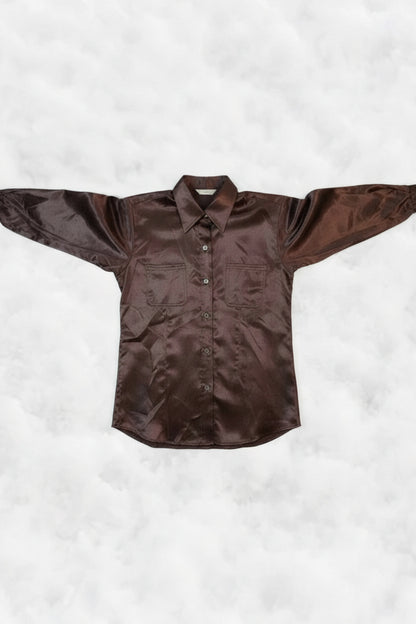 Chocolate Silk Satin Shirt – by MANDY CHERIE