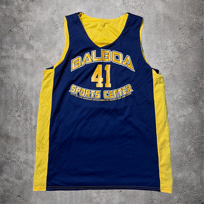 Maillot de basketball jaune et bleu foncé – Taille – L