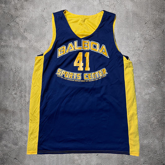Maillot de basketball jaune et bleu foncé – Taille – L