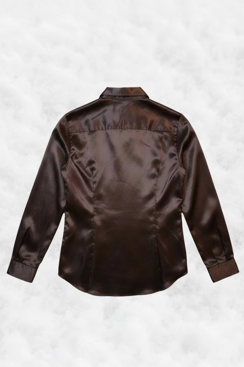 Chocolate Silk Satin Shirt – by MANDY CHERIE